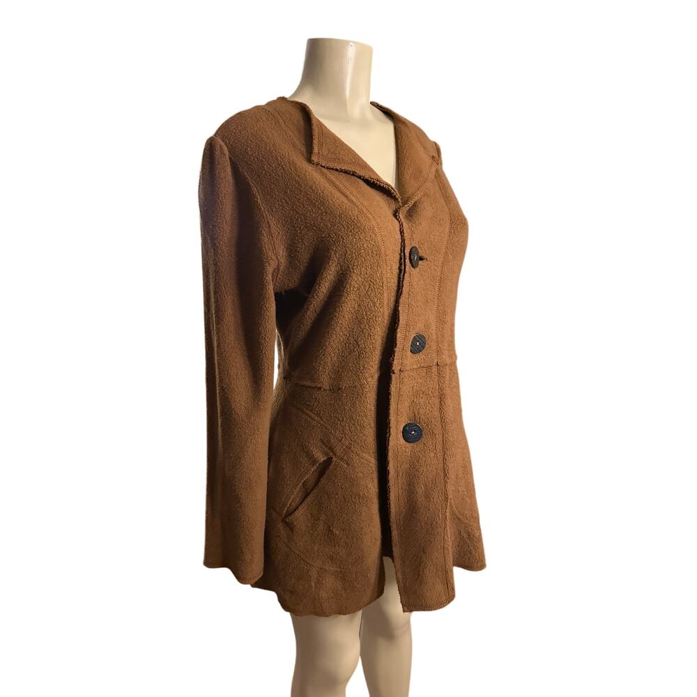 Vintage Women S CMC Color Me Cotton USA Brown Fleece Button Peacoat Jacket Coat